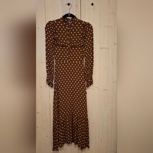 Reformation Hallie Polka Dot Midi Ruffle Women's Dress